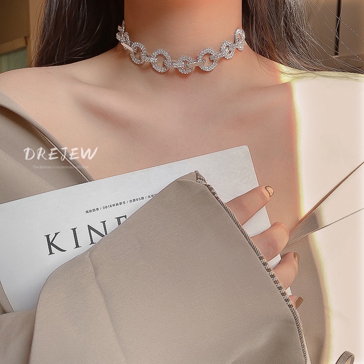 DREJEW Vòng Cổ Đính Đá Lấp Lánh Phong Cách Thời Trang Nhật Hàn