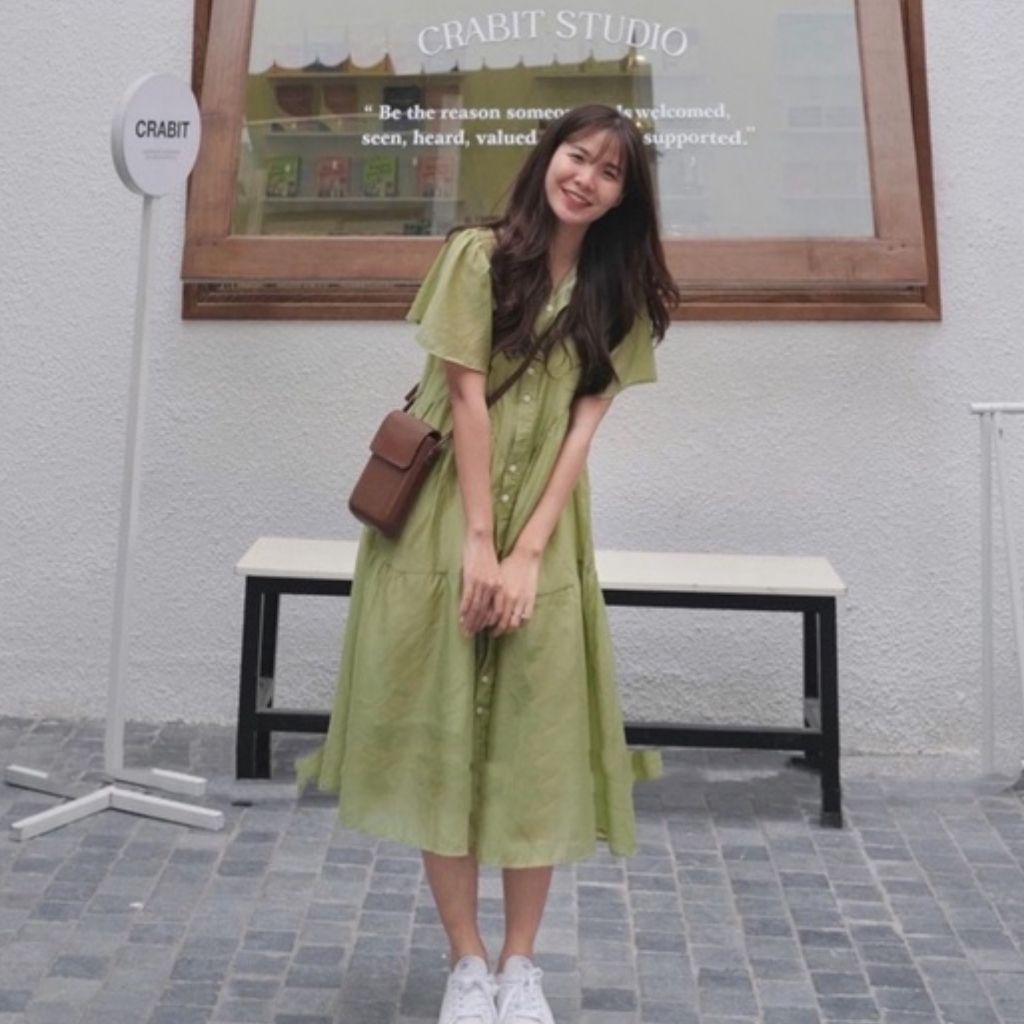 Váy Babydoll vải tơ mềm dáng dài cộc tay kèm váy hai dây siêu xinh phong cách Hàn Quốc