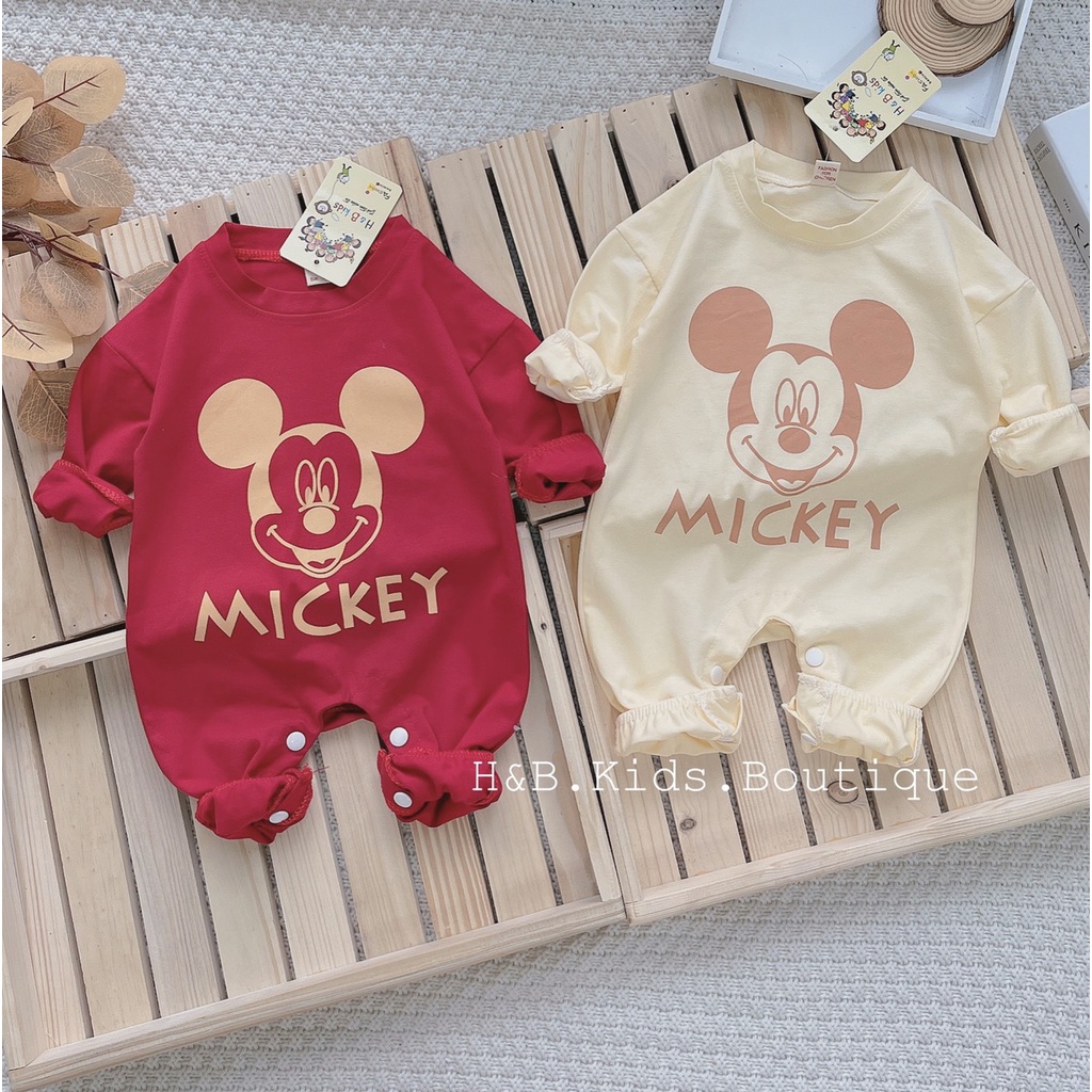 Bộ Body Micky Dài Tay Vải Cotton Cho Bé B2 Babeer Shop từ 5-12kg cho bé