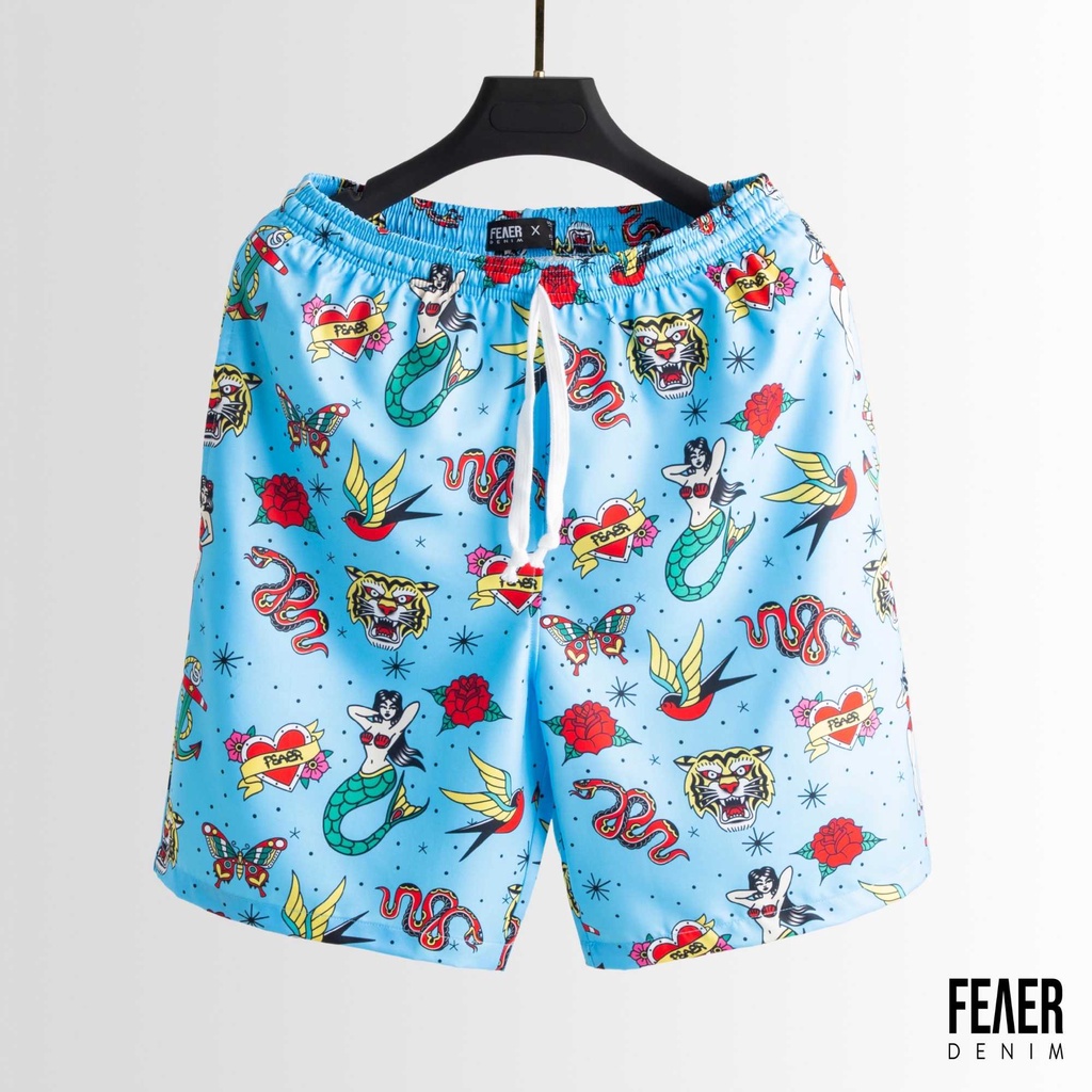 Quần short nam ngắn họa tiết Fastenning 100% chất lụa chéo thoáng mát, ít nhăn - FEAER DENIM | BigBuy360 - bigbuy360.vn