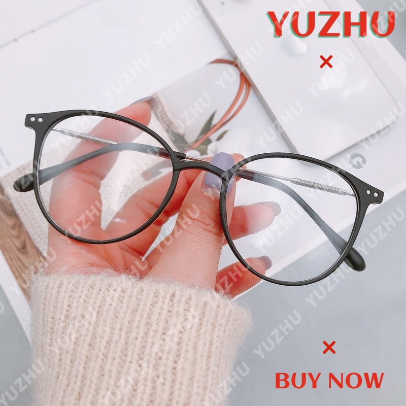 Mắt kính gọng oval bằng kim loại chống ánh sáng xanh phong cách