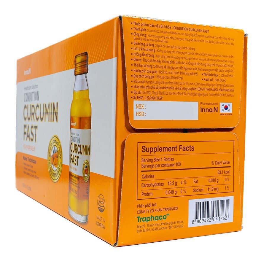 Condition Curcumin Fast - hỗ trợ tăng cường khả năng chống oxy hoá, giúp bảo vệ niêm mạc dạ dày