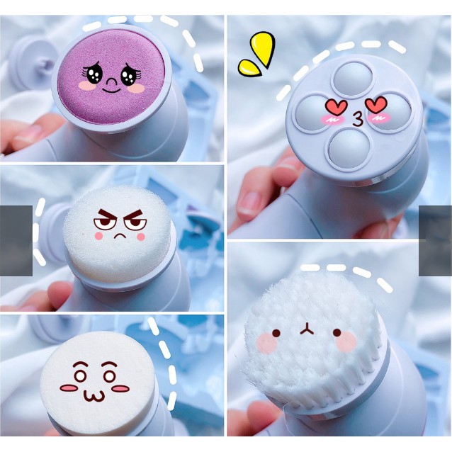 Máy Rửa Mặt 5in1 Massage, Chống Nước , Đánh Bọt, Làm Sạch Bụi Bẩn Mỹ Phẩm