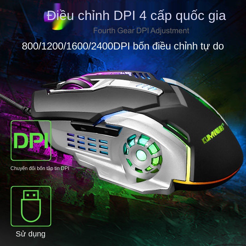 Bộ bàn phím và chuột thao tác có trọng lượng bằng kim loại dây ánh sáng máy tính để thiết bị ngoại vi trò chơ | BigBuy360 - bigbuy360.vn