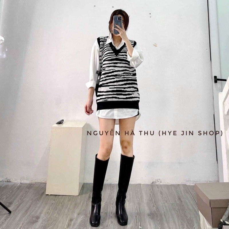 Áo gile len ngựa vằn