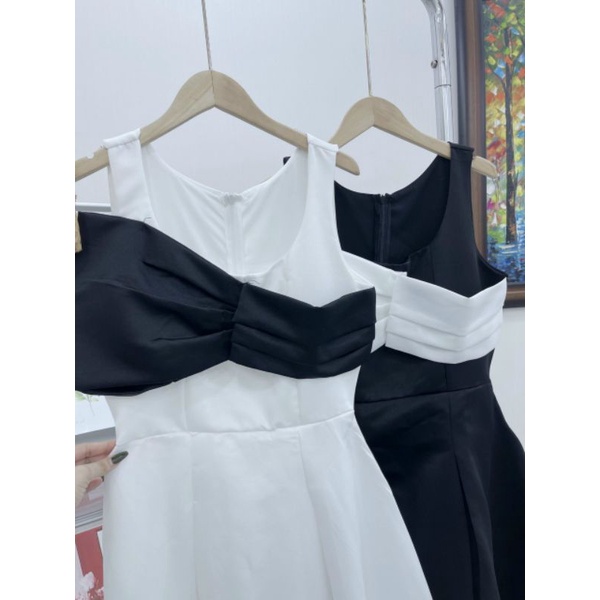 Đầm tafta 2s nơ ngực dáng dài