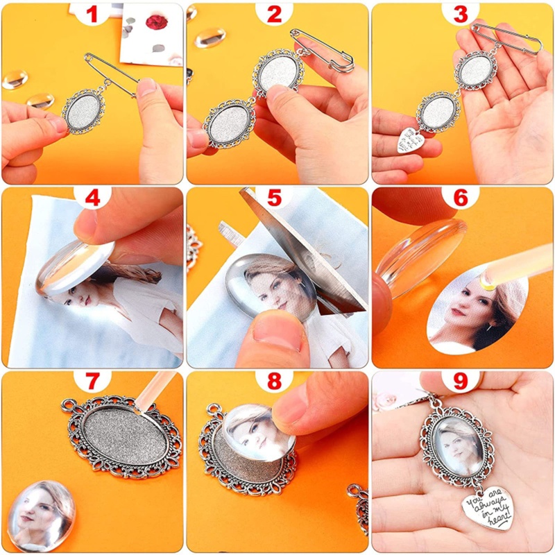 Set 10 Mặt Dây Chuyền Bằng Hợp Kim Kim Loại Tráng Gương Trong Suốt Phong Cách Vintage