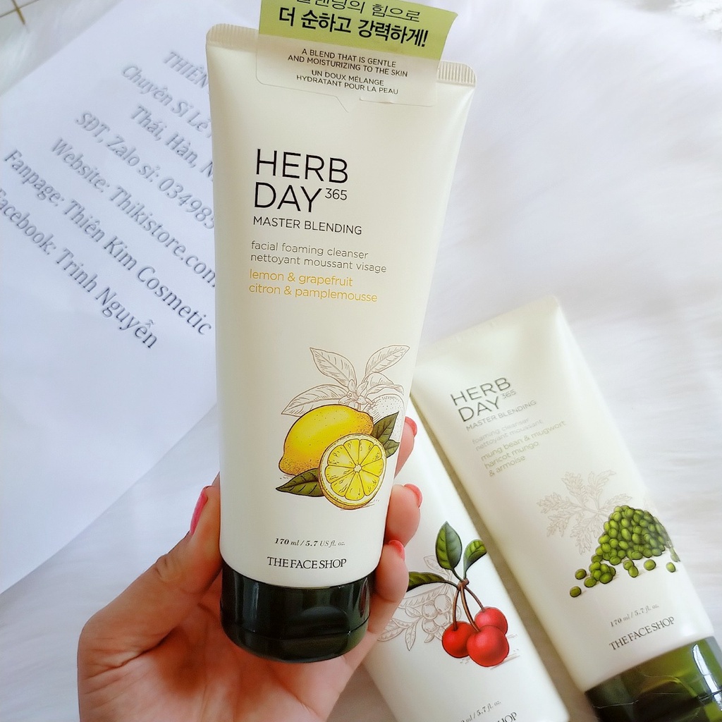 Sữa Rửa Mặt Chanh Sáng Da The Face Shop Herb Day 365 Master Blending Facial Foaming Cleanser Lemon &amp; Grapefruit 170ml