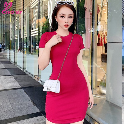 Đầm thun nữ trơn dáng ôm - THỎ TÂY