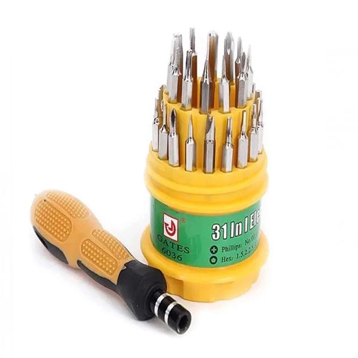 Bộ tua vít đa năng (Vàng) hộp tròn sửa chữa điện thoại, laptop, máy tính...