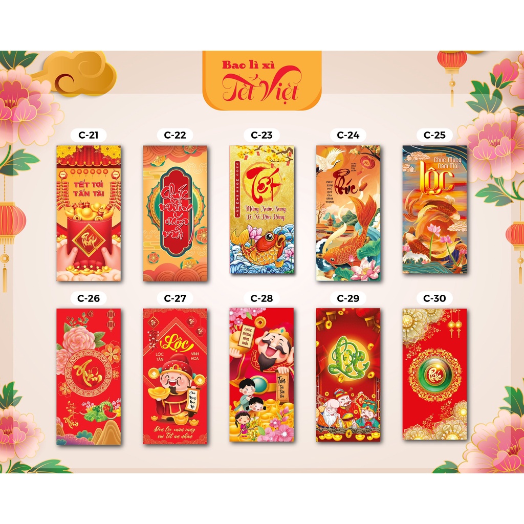 Bao lì xì chúc tết 2022 NHÂM DẦN giá rẻ