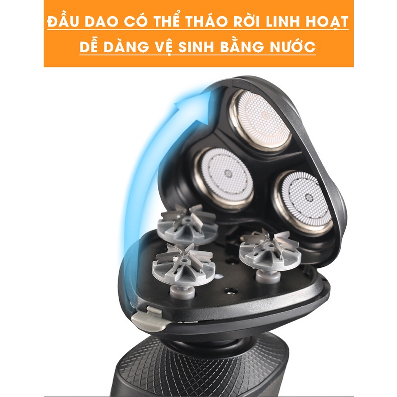 Máy Cạo Râu Khô Cầm Tay 3 Trong 1 Đa Năng, Tỉa Lông Mũi, Cắt Tóc Tiện Lợi - Cổng Sạc USB (Tặng Kèm 3 Lưỡi Cạo Râu)