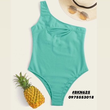 [BKN625] &lt;ÂU&gt; BODYSUIT LỆCH VAI CUTOUT NGỰC VẢI GÂN XANH MINT/CAM/ĐEN