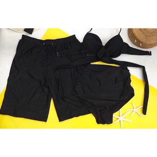 Bikini Couple, Đồ bơi cặp Nam Nữ cạp cao thắt dây ngang bụng - HGC002