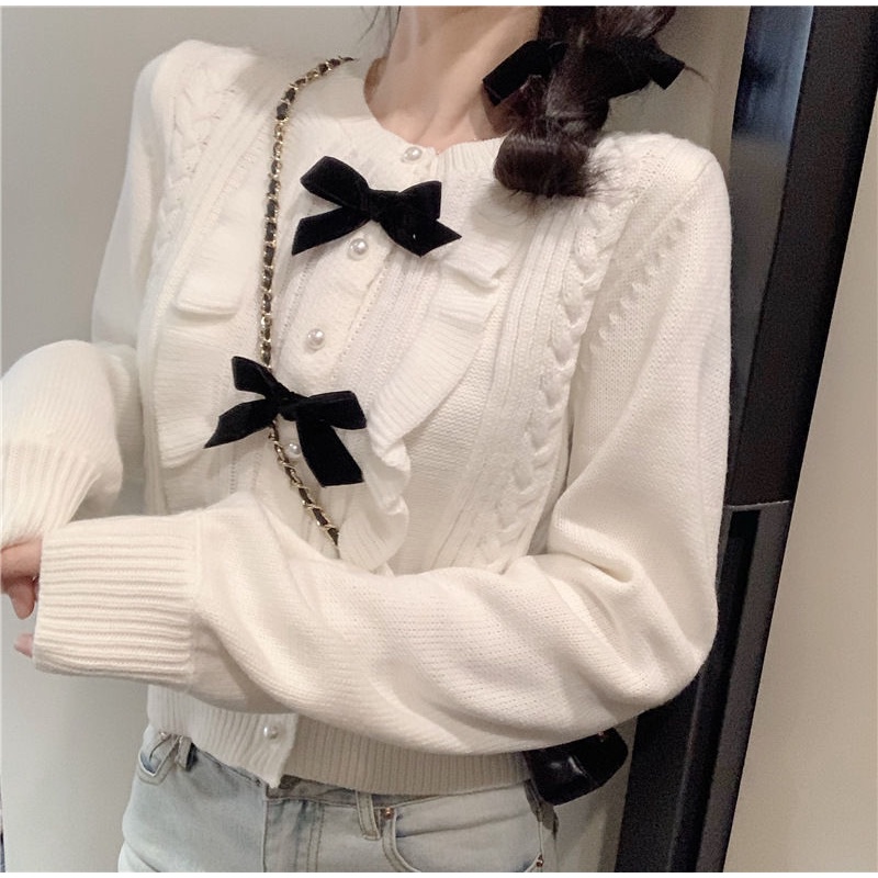 Áo Sweater Dáng Rộng Thắt Nơ Thời Trang Xuân Thu Cho Nữ