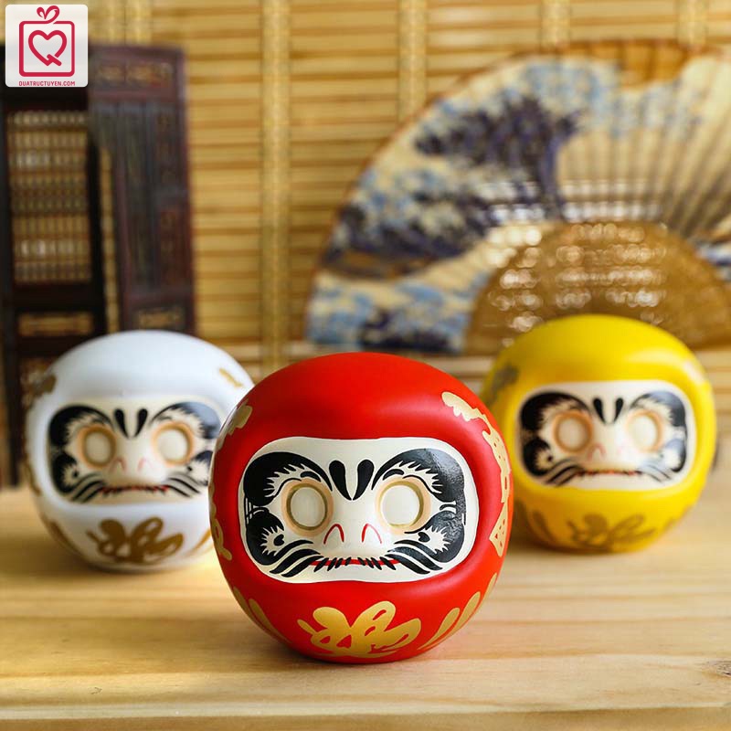 Tượng thần tài Daruma cầu tài và may mắn loại không tròng, búp bê daruma Nhật Bản