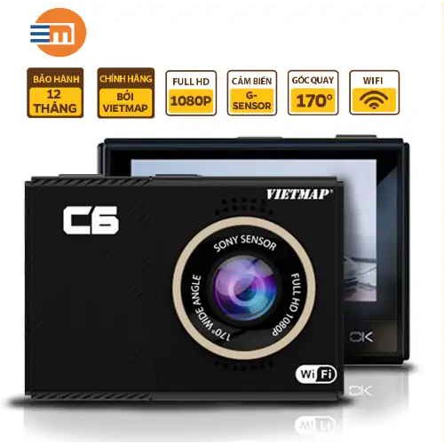 Camera hành trình Vietmap C6 ghi hình Full HD 1080P, Màn hình 2.45 Inch, Cảm biến ánh sáng, Cảm biến va chạm, Kết nối Wi