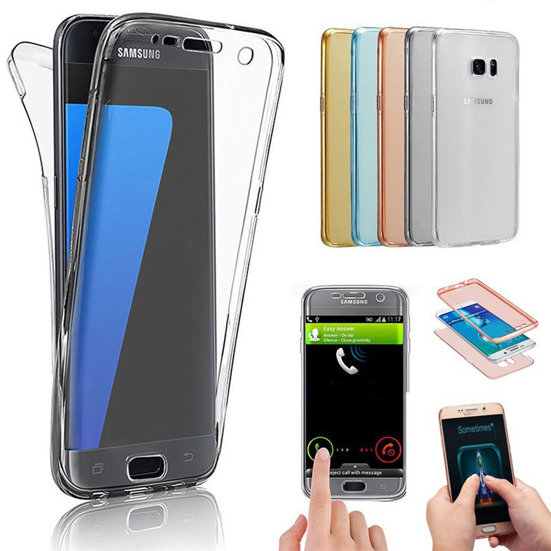 Ốp Lưng Silicon Mềm Trong Suốt Bảo Vệ 360 Độ Cho Samsung Galaxy S6 S7 Edge S8 S9 Plus Note 8 9