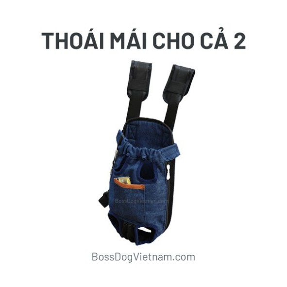 [Hoangminh]   Địu ngực cho chó đi chơi (xe máy, đi dạo..) | Đệm vai êm ái | BossDog