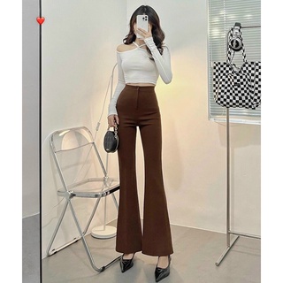Áo Croptop dài tay hai dây cổ phối quần ống leo dài 2 khuy -Sét áo kèm quần thời trang kiểu tôn dáng sang chảnh-CUN9110