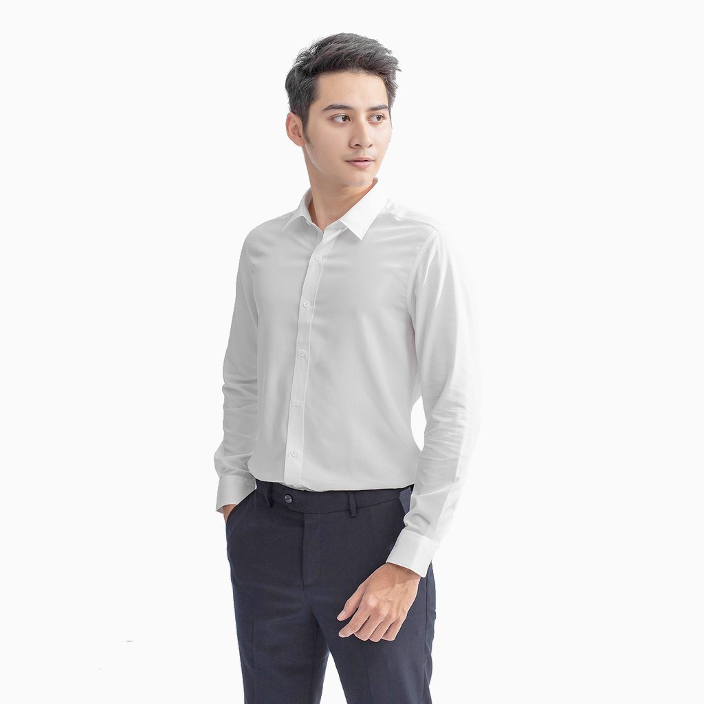 Sơ mi nam công sở dài tay chất lụa Hamino form slimfit ôm dáng thời trang Hàn Quốc màu trắng đen A2 | BigBuy360 - bigbuy360.vn