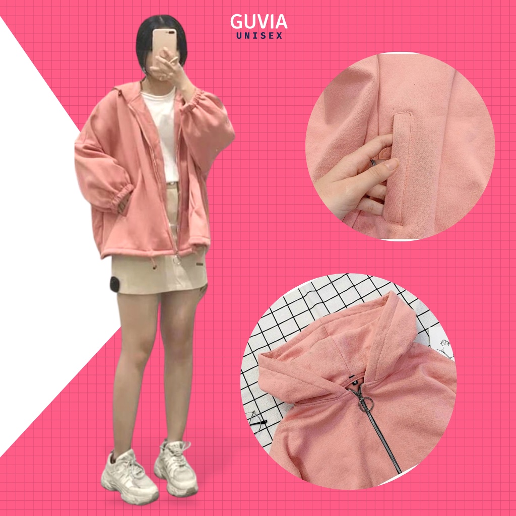 Áo Khoác Nỉ Trơn Unisex Cho Nam Và Nữ Ulzzang GUVIA UNISEX