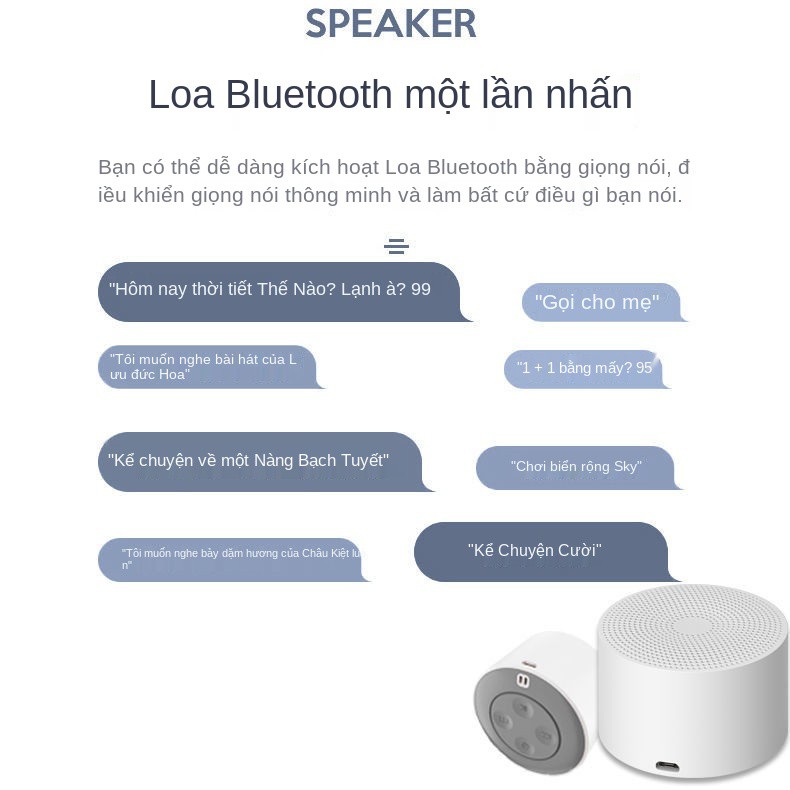 ✶Trợ lý giọng nói Xiaodu Bluetooth Âm lượng lớn Loa nhỏ Máy tính ngoài trời Không dây Mini với Micrô siêu trầm Xe