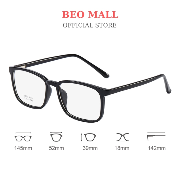 Gọng kính cận vuông nam BEOMALL thiết kế thời thượng chất cốt thép siêu bền tạo điểm nhấn khác biệt 8113