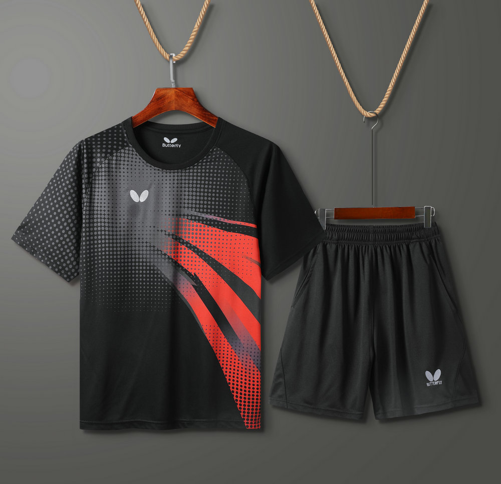 2021 New Butterfly Men and Women PingPong T-Shirt Black Suit Table Tennis Badminton Quick Dry Black Suit