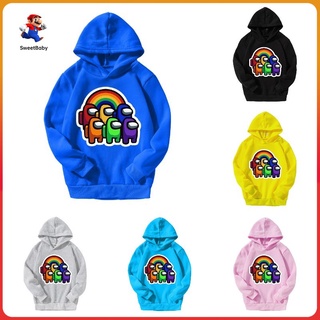 Áo khoác hoodie tay dài họa tiết Among us thời trang thu đông cho bé 2-14 tuổi