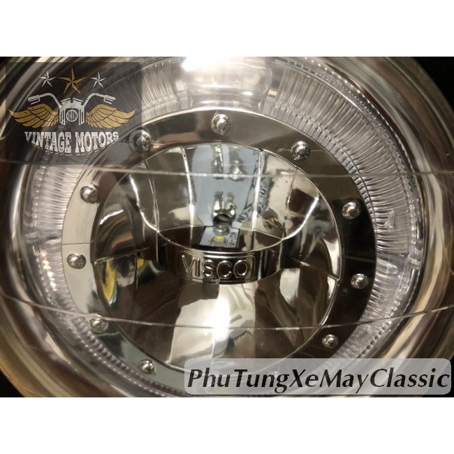 ĐÈN PHA XE MÁY ĐỘ CLASSIC - Đèn pha led viền xanh độ Cafe Racer Tracker CG125 SU GN125 Win