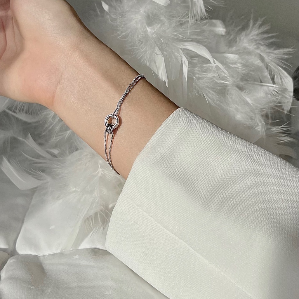 Vòng tay dây mảnh phối khoen tròn B21 Choker Club