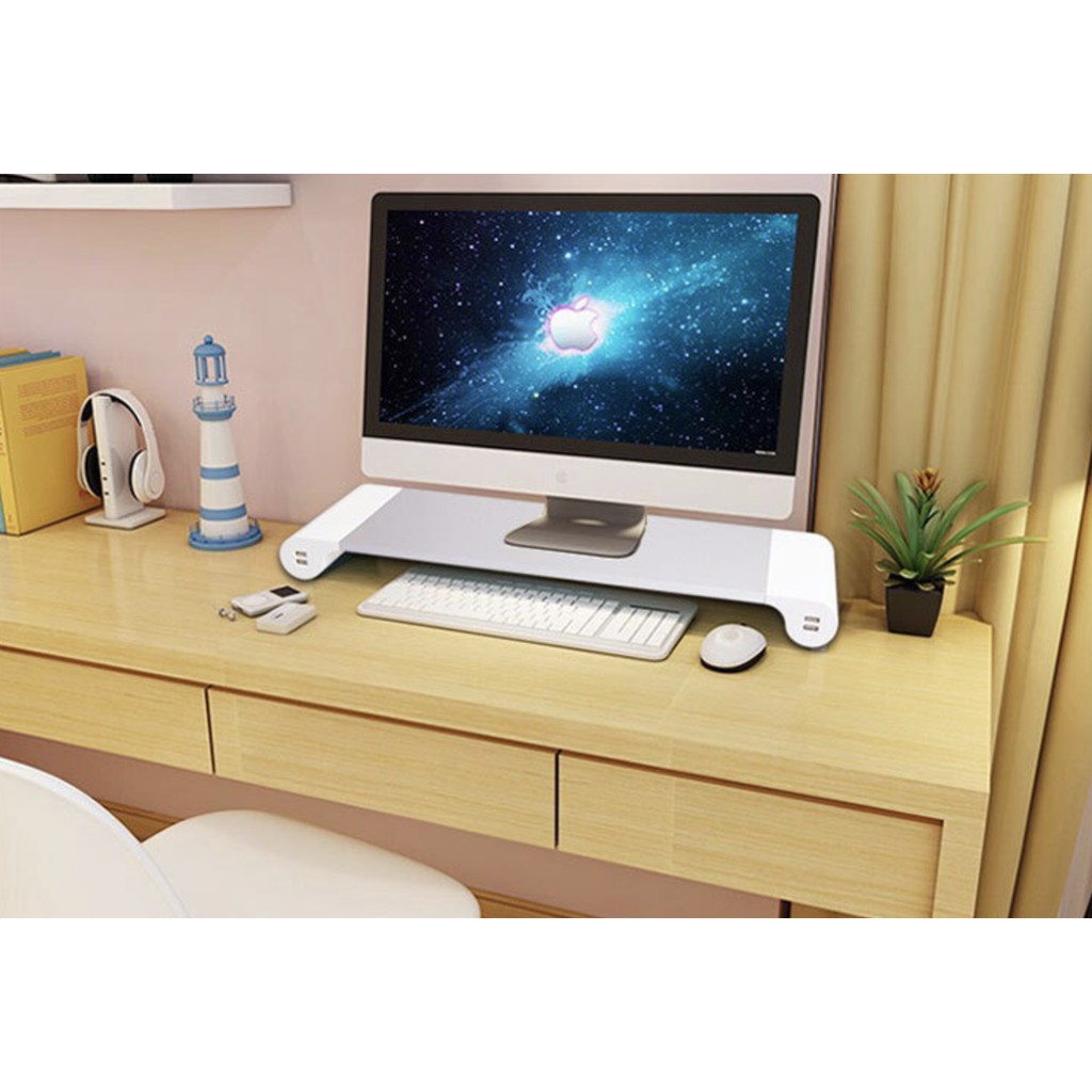 Kệ đỡ Máy Tính, Màn hình Monitor để bàn có 4 port USB Imac/Macbook có ổ cắm USB - Space Bar Stand
