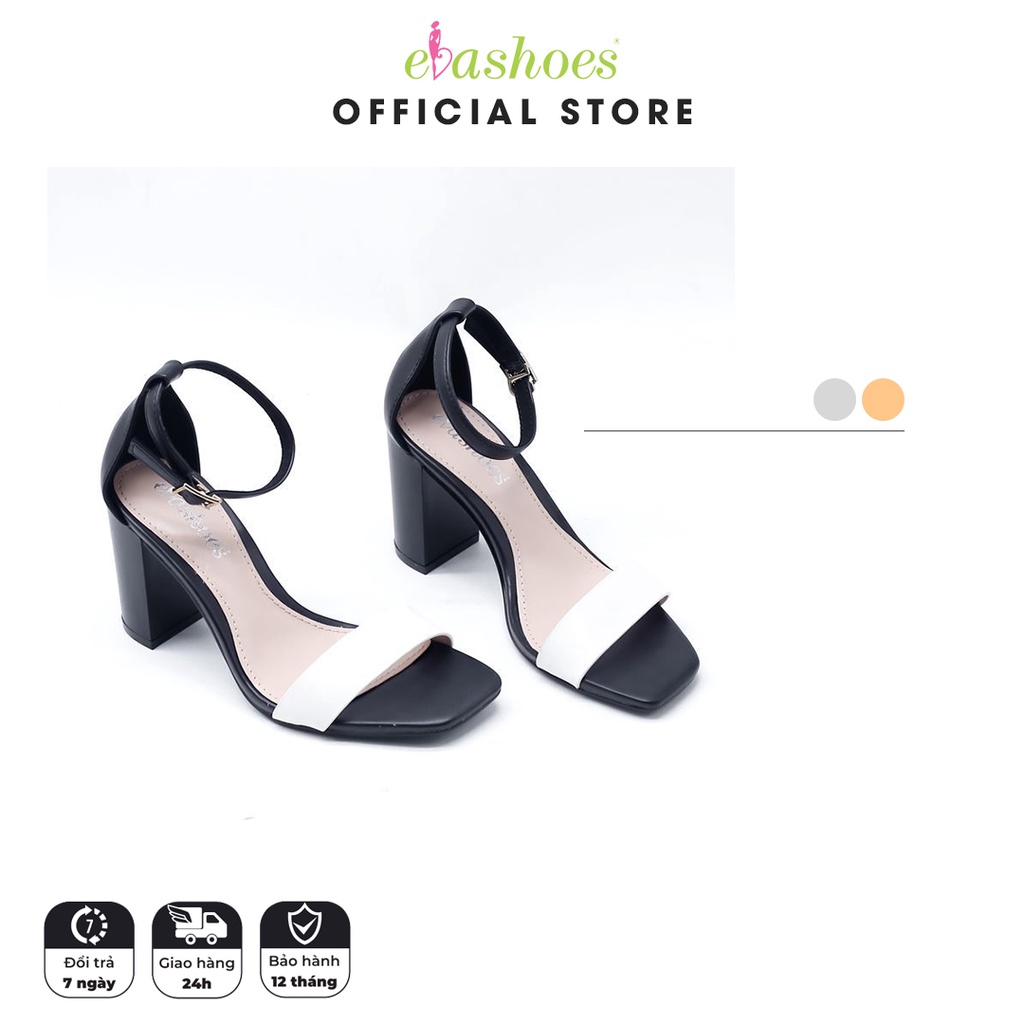 [Mã LT50 giảm 50k đơn 250k] Sandals Quai Ngang Đế Vuông Mũi Vuông Da PU 8cm Evashoes - Eva0027