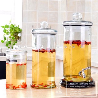 Bình ngâm rượu thủy tinh trơn không van và có van 8 Lít