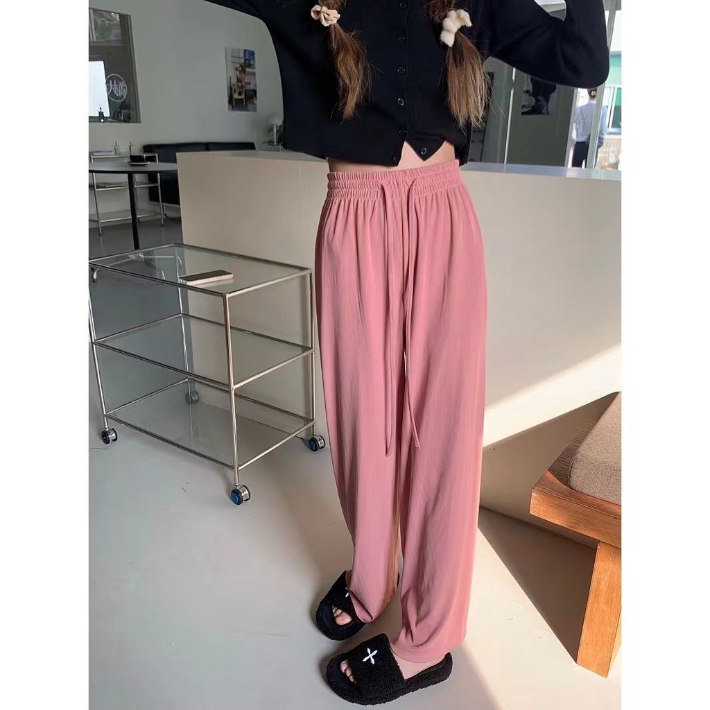 Quần Dài Ống Rộng Lưng Cao Màu Sắc Đơn Giản Hợp Thời Trang Phong Cách Hàn Quốc