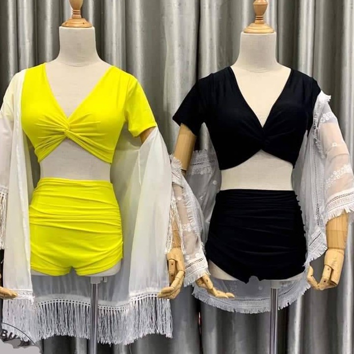 Bikini hai mảnh cộc tay quần đùi kín đáo mặc đi biển đi bơi đẹp ( Hàng loại 1)
