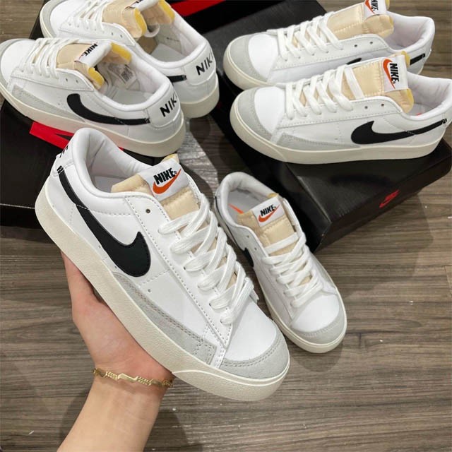 Giày Sneaker Nike Blazer Mid 77 Vintage White Black thấp Cổ Kiểu Dáng Thể Thao Phối Màu Đen Trắng Cao Cấp Full Bill Box