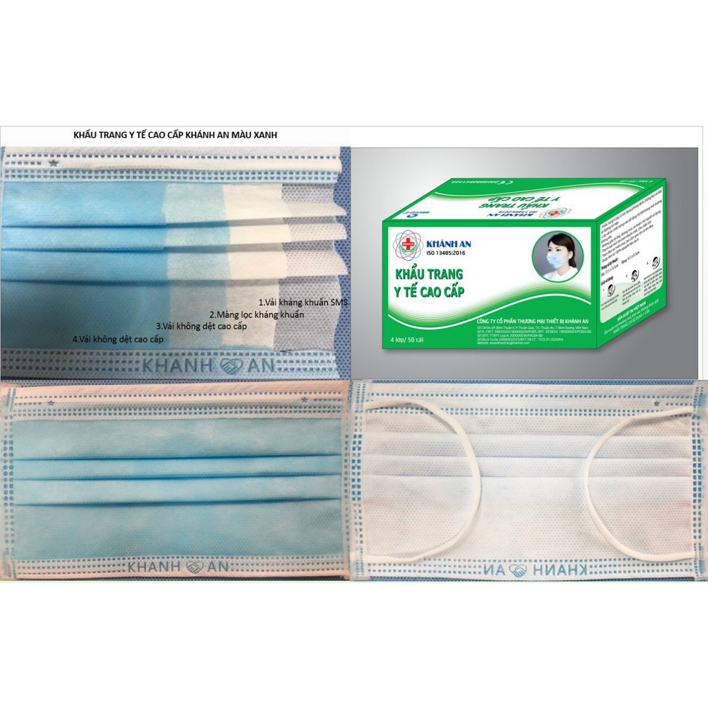 [Giá Sỉ] Hộp 50 cái khẩu trang y tế Khánh An 4 lớp kháng khuẩn + | BigBuy360 - bigbuy360.vn