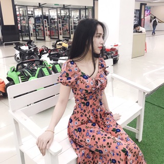 🍀 đầm hoa rút dây ngực 🍀