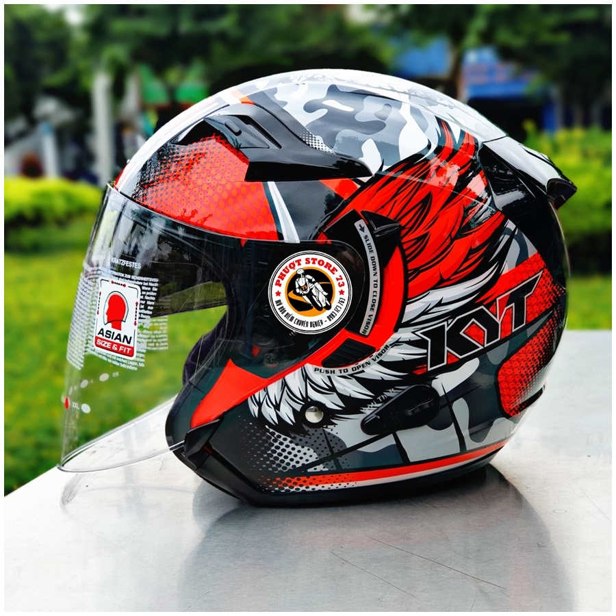 Mủ bảo hiểm Kyt 3/4 Venom Tem ANDI GILANG ( Cánh chim ) có kính chính hãng.