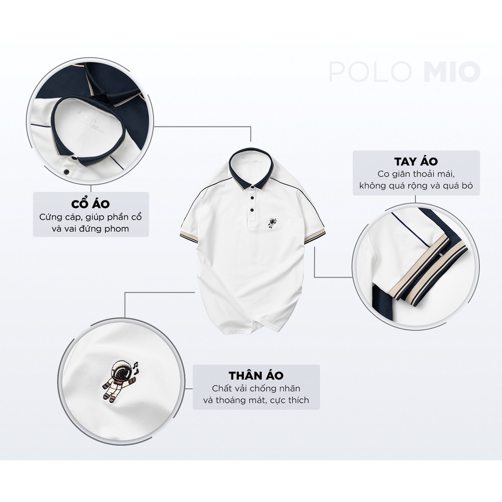 Áo thun POLO Mio nam phối cổ thêu logo phi hành gia chất thun cực mát vải mềm phong cách trẻ trung  - AHSTORE