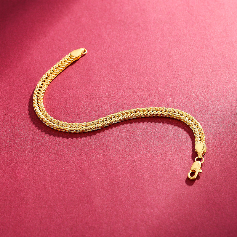 Vòng Tay Kim Loại Mạ Vàng 18k Đơn Giản Thời Trang Phong Cách Hip Hop