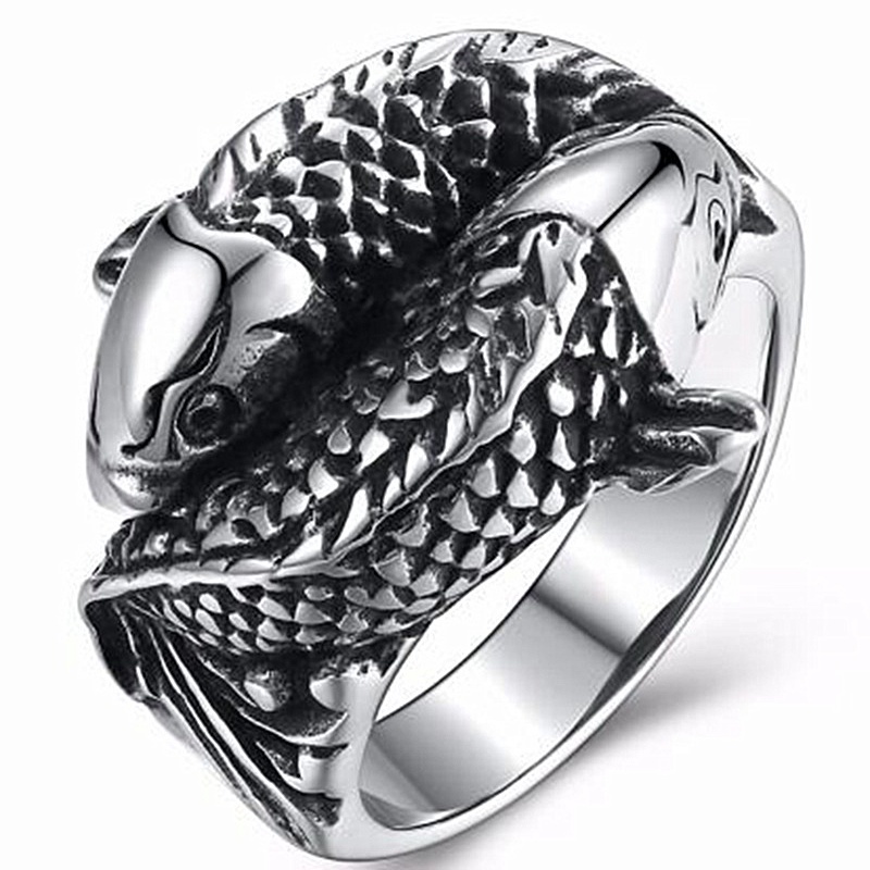 Nhẫn Đeo Tay Kim Loại Khắc Hình Cá Chép Phong Cách Rock Cá Tính Cho Nam Nữ