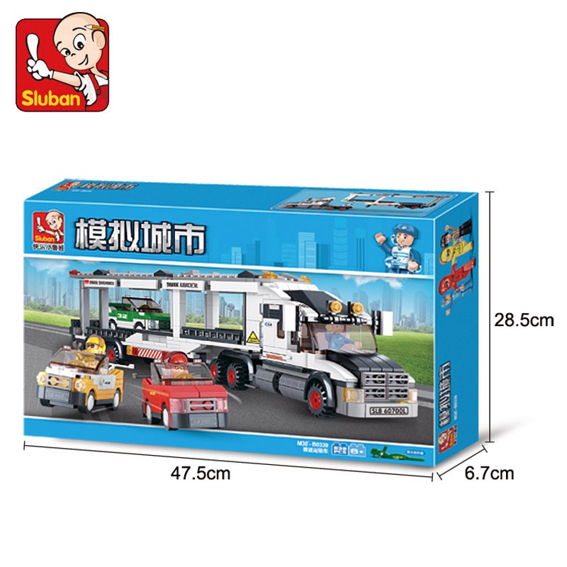 Sluban 0339 - Đồ chơi lắp ráp Xe tải chở hàng Container - CONTAINER TRUCK SERIES 0339 VAN HEAVY CARGO TRUCK