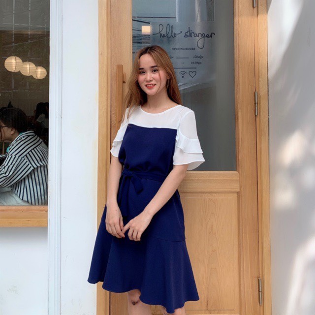 Váy Bigsize xanh than pha trắng bèo tay