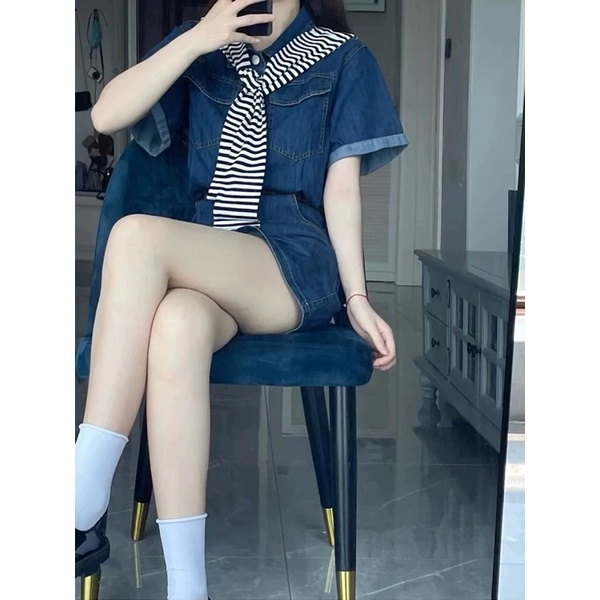 Váy bò polo cổ đức - tặng kèm thắt lưng