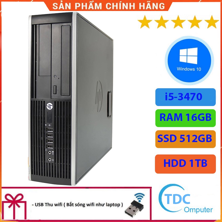 Case máy tính để bàn HP Compaq 6300 SFF CPU i5-3470 Ram 16GB SSD 512GB HDD 1TB Tặng USB thu Wifi, Bảo hành 12 tháng