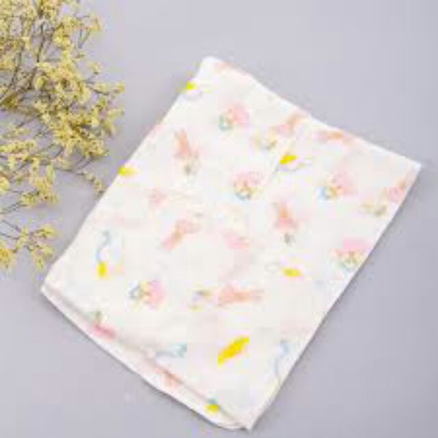 Set 3 khăn tắm hoa 2 lớp cho bé sơ sinh sợi cotton siêu mềm mịn