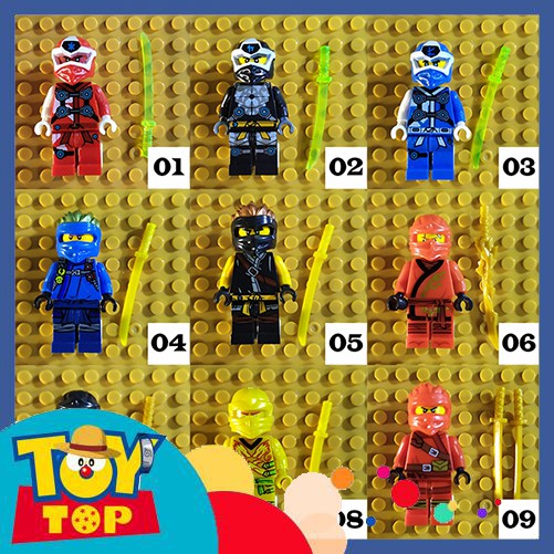 Non - lego xếp hình lắp ghép tổng hợp 1: Minifigure nhân vật NinjaGo Ninja Go ( ảnh nào có vũ khí sẽ có kèm vũ khí nha)